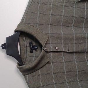 Van Heusen polo shirt, Large, green with black and white stripes